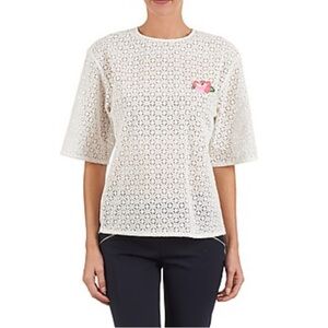 MANOUSH Flower Badge Eyelet Cotton Top Blouse Size 34, US 2